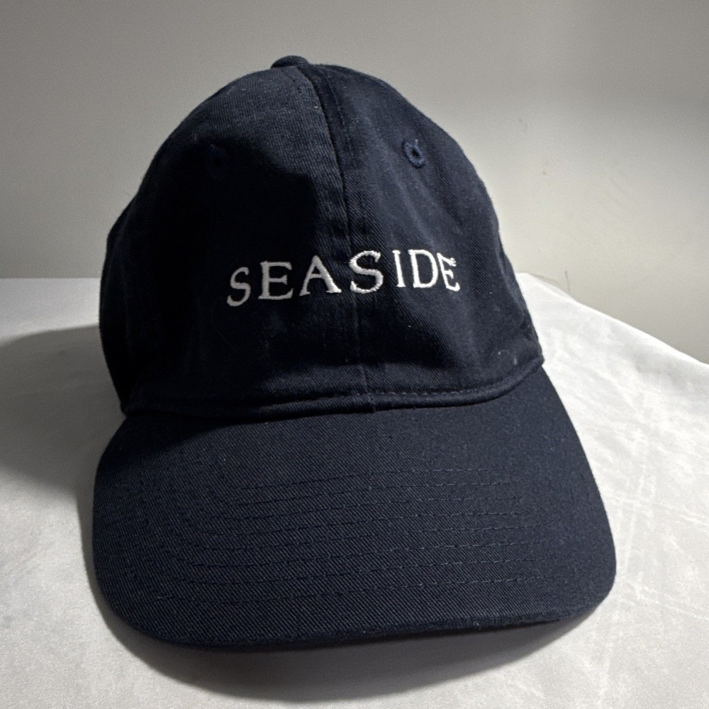 SEASIDE Navy Blue Solid Baseball Cap Adjustable Mens Hat 30A Beach One Size